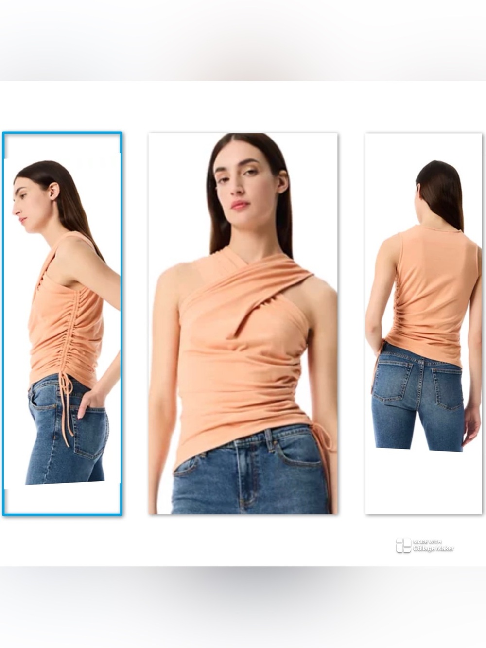 Robert Rodriguez Ruched Asymmetrical Tank in Orange Size Medium